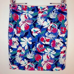 J. Crew Blue Floral Cotton Pencil Skirt | 8P